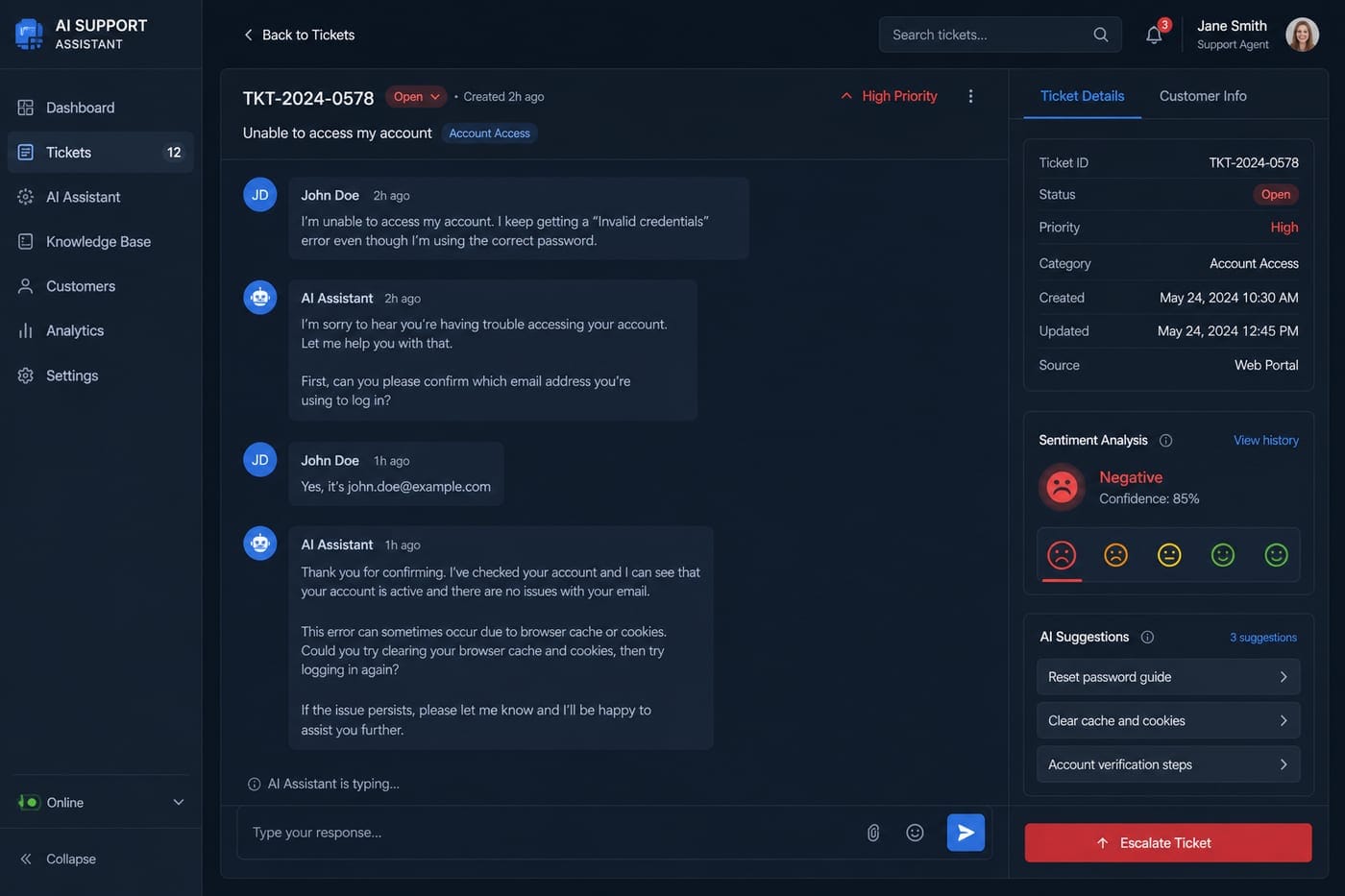 AI Customer Support Assistant